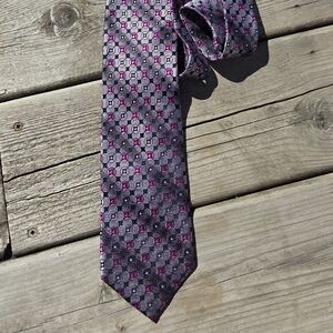 Men's Purple Patterned Silk Tie - Unbranded